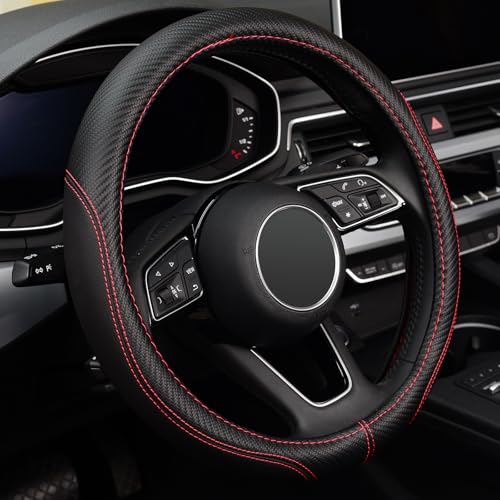 LABBYWAY Microfiber Leather Auto Car Steering Wheel Cover, Universal Fit 15 Inch Anti-Slip Wheel Protector, Black - Image 1