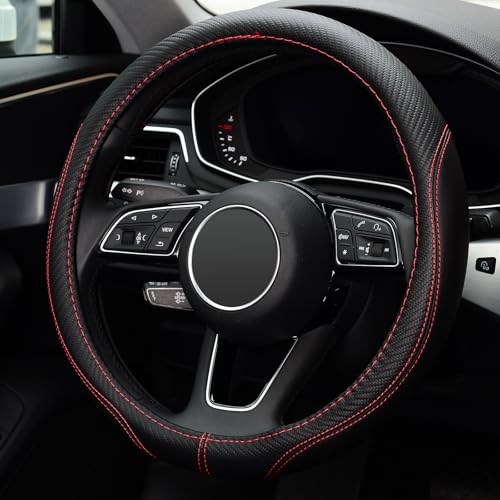 LABBYWAY Microfiber Leather Auto Car Steering Wheel Cover, Universal Fit 15 Inch Anti-Slip Wheel Protector, Black - Image 3