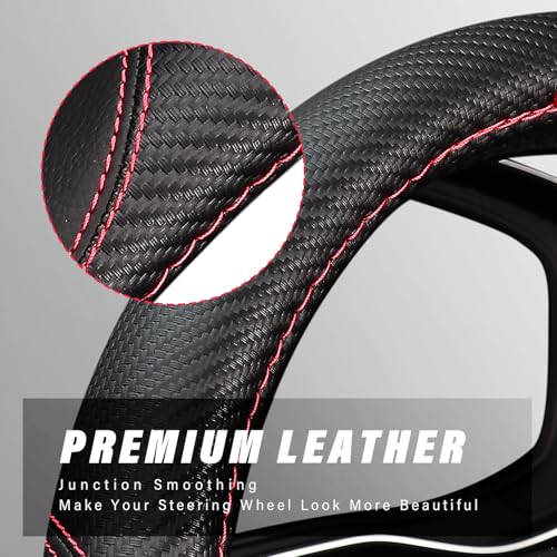 LABBYWAY Microfiber Leather Auto Car Steering Wheel Cover, Universal Fit 15 Inch Anti-Slip Wheel Protector, Black - Image 5