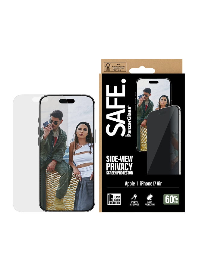 SAFE iPhone 17 Air Screen Protector 6.9" PRIVACY, Full Screen Tempered Glass, Privacy Filter, Anti-Bluelight, Drop/Scratch Protection, w/ Easy Install Aligner, 2-Way Privacy - Image 1