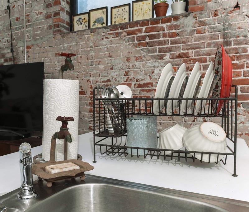 Creative Co-Op Rustic Metal Soap Dish with Faucet - Image 3