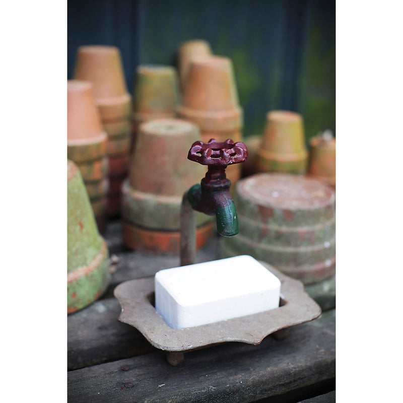 Creative Co-Op Rustic Metal Soap Dish with Faucet - Image 4