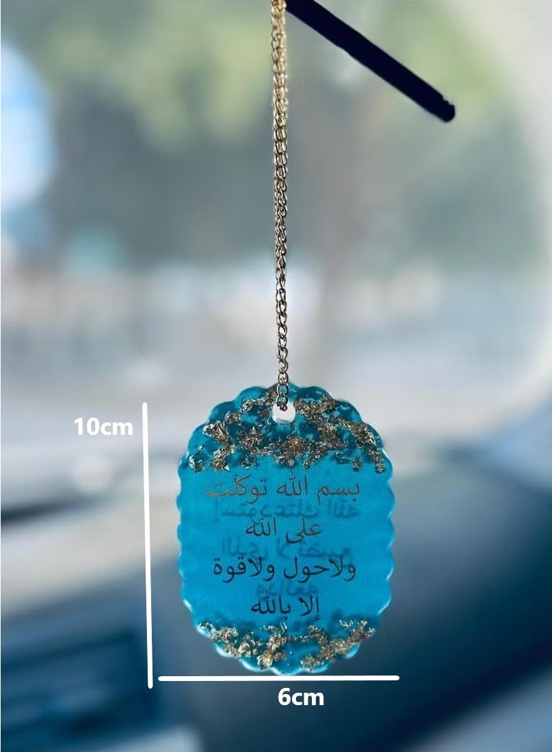 An elegant two-sided car decoration pendant embroidered with gold leaf from luxurious resin - Image 3