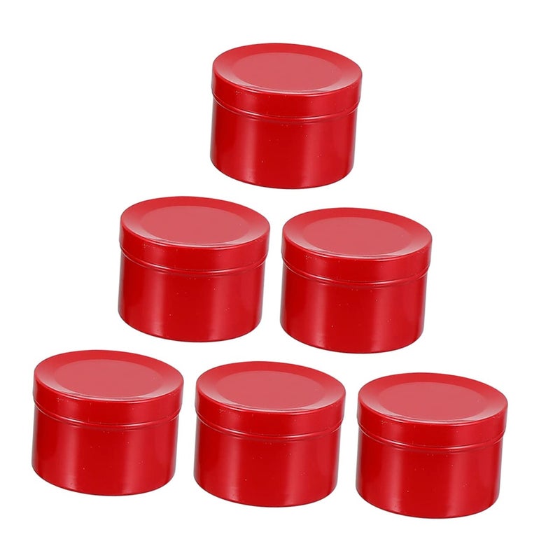 Red Aluminum Can Sealing Lids 6pcs 5X5X3 5CM Travel Storage Jars For Ointments Candles Jewelry - Image 2