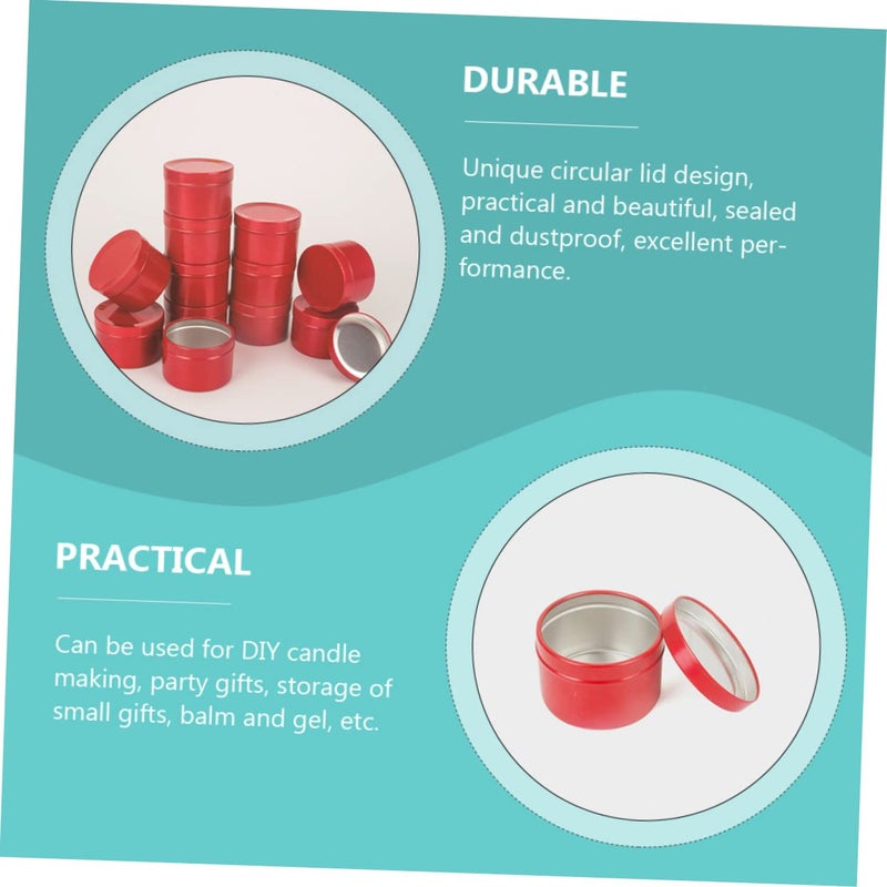 Red Aluminum Can Sealing Lids 6pcs 5X5X3 5CM Travel Storage Jars For Ointments Candles Jewelry - Image 3