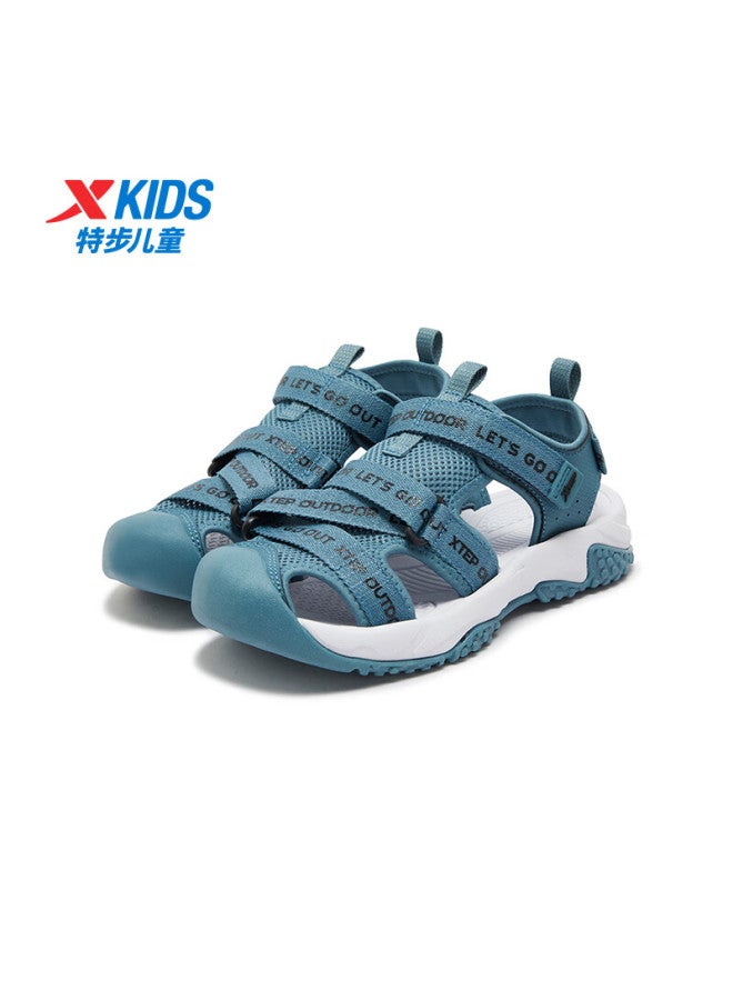 Xtep Kids Boys' Big Kids Toe-capped Shock-absorbing Anti-slip Sandals Beach Shoes - Dusk Blue, Size 36