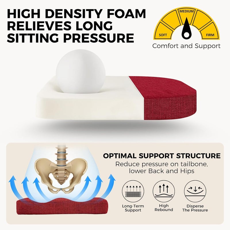 downluxe Indoor Chair Cushions for Dining Chairs Soft and Comfortable Textured Foam Kitchen Chair Pads with Ties and NonSlip Backing 16 x 16 x 2 Red 2 Pack - Image 5