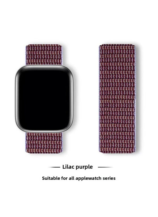 Generic - Suitable For Iwatch1-s9 Strap Light Mint/Ocean Blue Nylon Loop Velcro Wristband For Apple Watch Strap-Color:34# Lilac-Specifications:42/44/45/49mm - Image 1