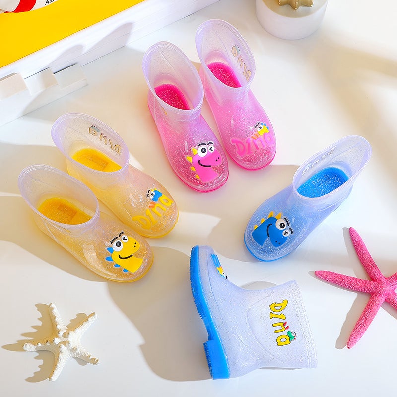 Fashion Crystal Children'S Rain Boots Cotton Warm Non-Slip Water Shoes Baby Children'S Rain Boots Men And Women Cute Dinosaur Rain Boots - Image 2