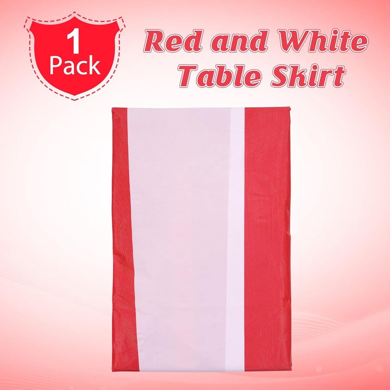 Pascliyna 1 Pack Carnival Table Skirt Party Decorations, Red and White Striped Table Skirts, Disposable Table Decorations for Concession Stand Carnival Circus Themed Party Supplies Decorations, 2.4 x 14 Ft - Image 3