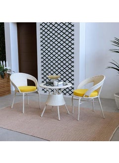 ANAND INDIA GROUPS ANAND INDIA GROUPS 2 Chair 1 Table with Cushion for Garden Patio Seating Chair and Table Set Outdoor Balcony Garden Coffee Table Set Furniture Table and 2 Chairs Set White 