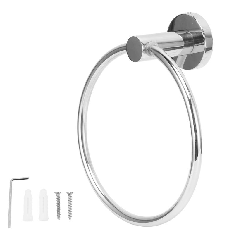 Stainless Steel Gloss Towel Ring Wall Mounted Holder For Bathroom Kitchen - Image 2