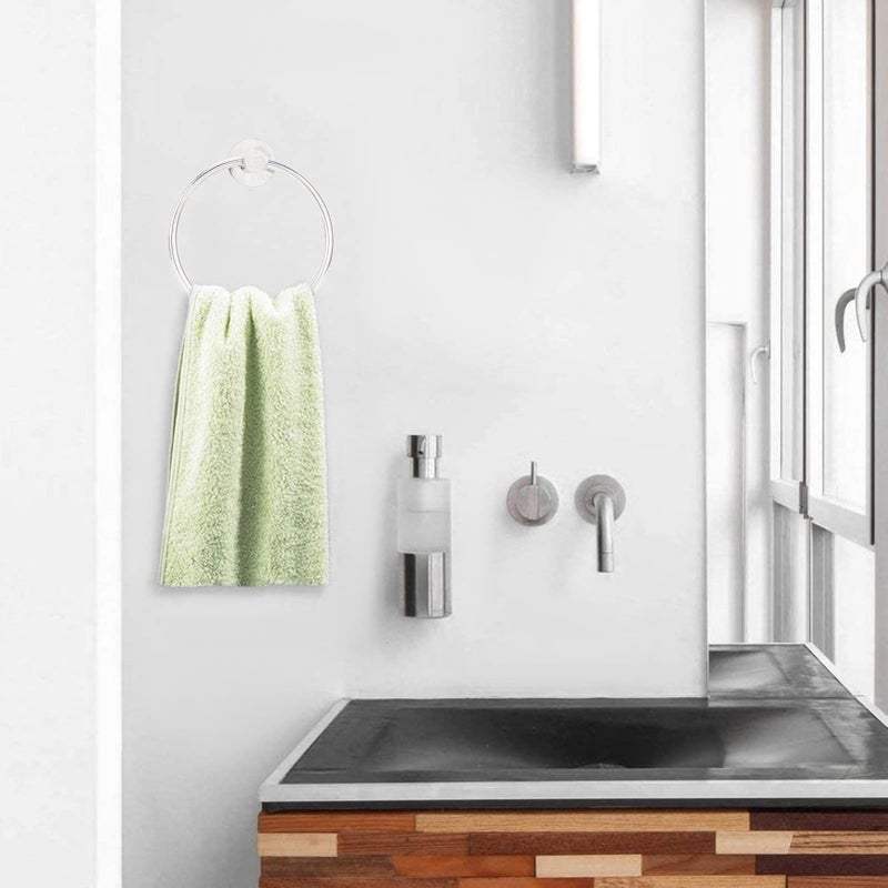 Stainless Steel Gloss Towel Ring Wall Mounted Holder For Bathroom Kitchen - Image 4