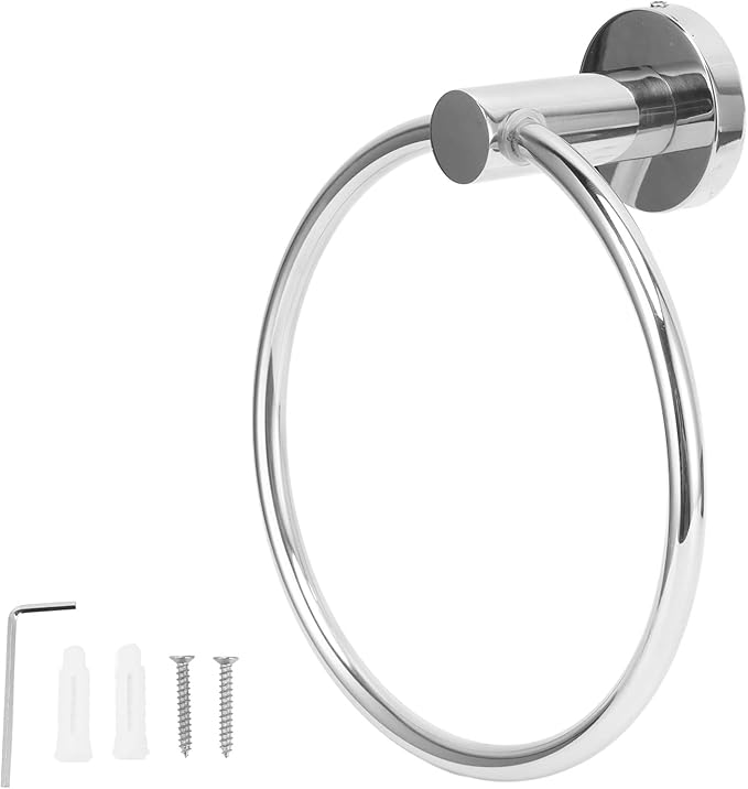 Stainless Steel Gloss Towel Ring Wall Mounted Holder For Bathroom Kitchen - Image 1