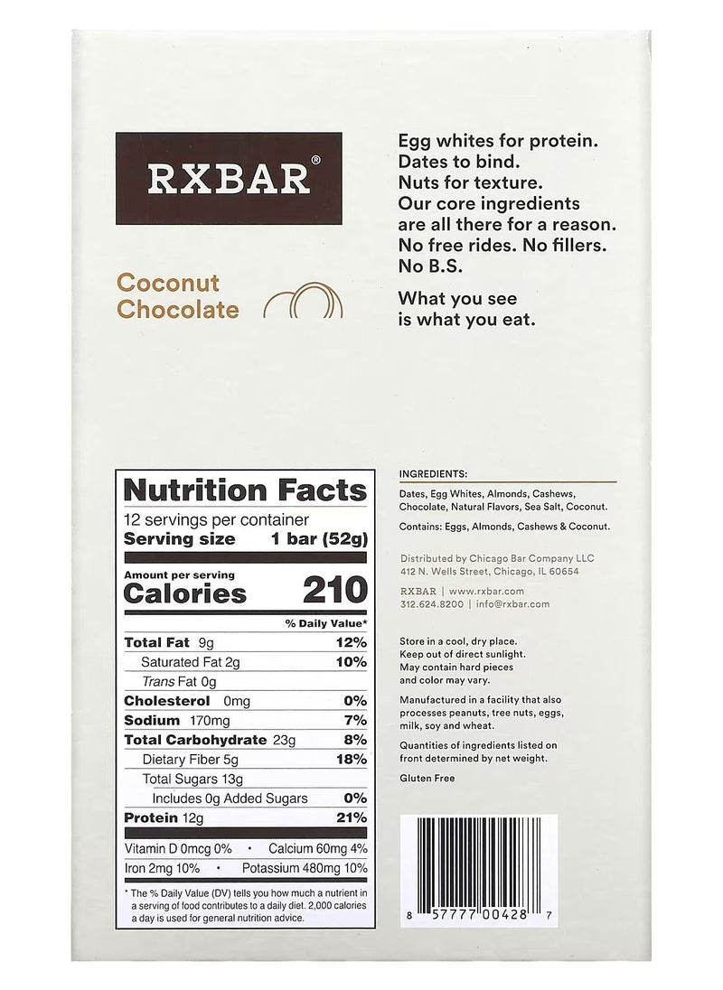 RXBAR - RXBAR Protein Bar Coconut Chocolate 12 Bars - Image 1