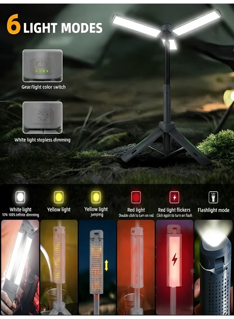 Ump Rechargeable LED Camping Light & Lantern, Foldable Portable Outdoor Flashlight, Emergency Light with 8000mAh Power Bank, 6 Lighting Modes, Dimmable Outdoor Lighting, Adjustable Tripod Stand, IP44 Waterproof, Camping Essentials for Camping, Hiking, Fishing & Travel - Image 2