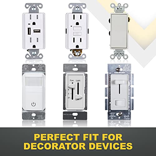 Faith 2-Gang Decorator Screwless Wall Plates Child Safe Outlet Covers, 4.68"H x 2.93" L, Fits GFCI, USB Receptacle, Dimmers, and Lighting Controls, ETL Listed, White, 10-Pack - Image 4