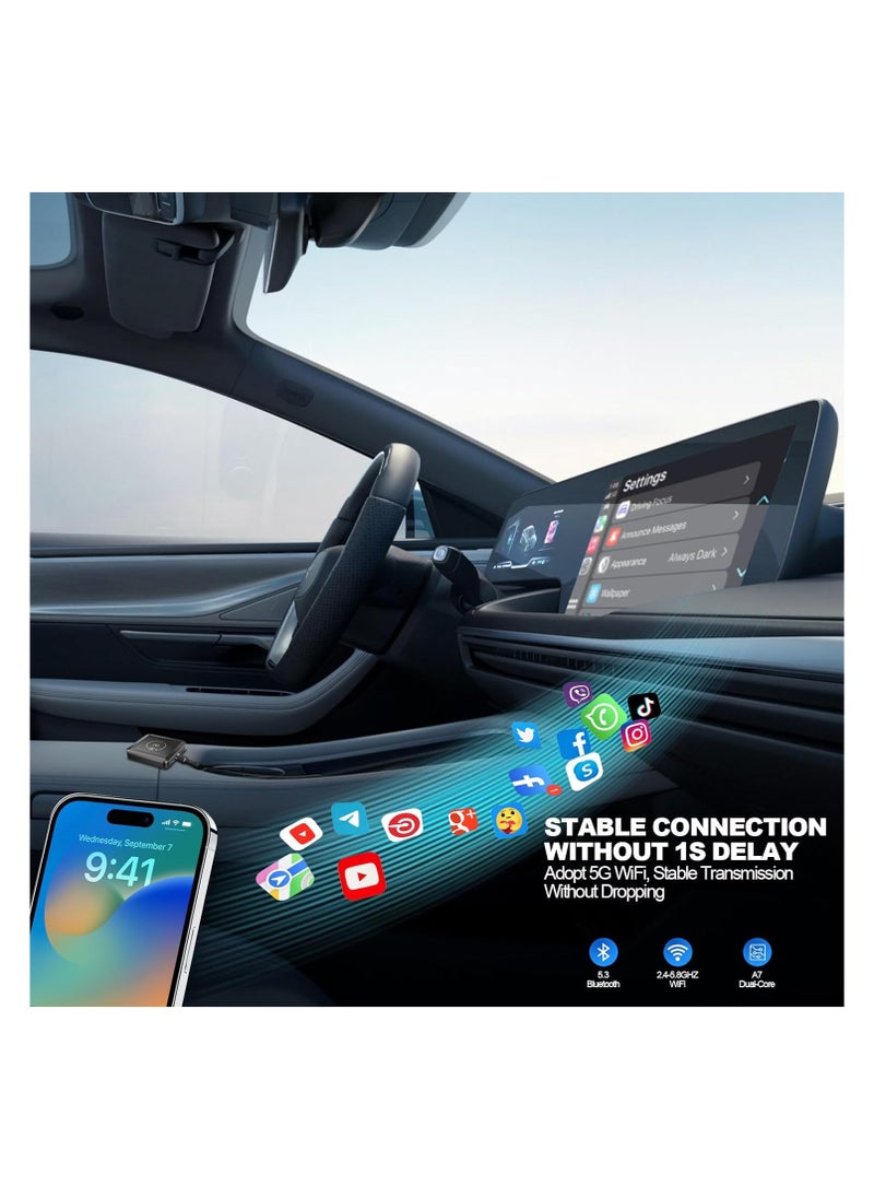 Generic - 2-in-1 Wireless CarPlay Adapter - Convert Wired to Wireless CarPlay Dongle for Seamless Plug & Play Control in OEM Wired CarPlay Vehicles, Compatible with Android & iOS 10.0+ - Image 1