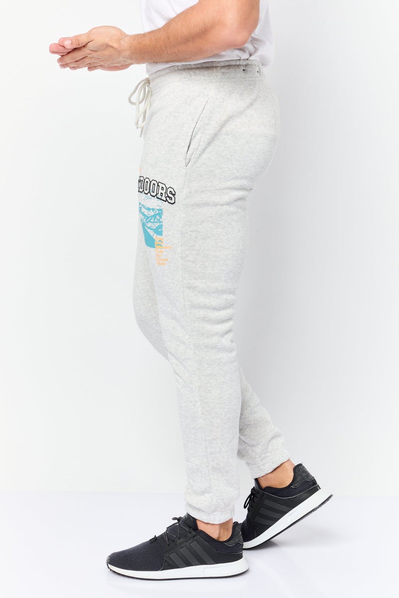 brooklyn Men Regular Fit Graphic Print Sweatpants, Light Grey - Image 4