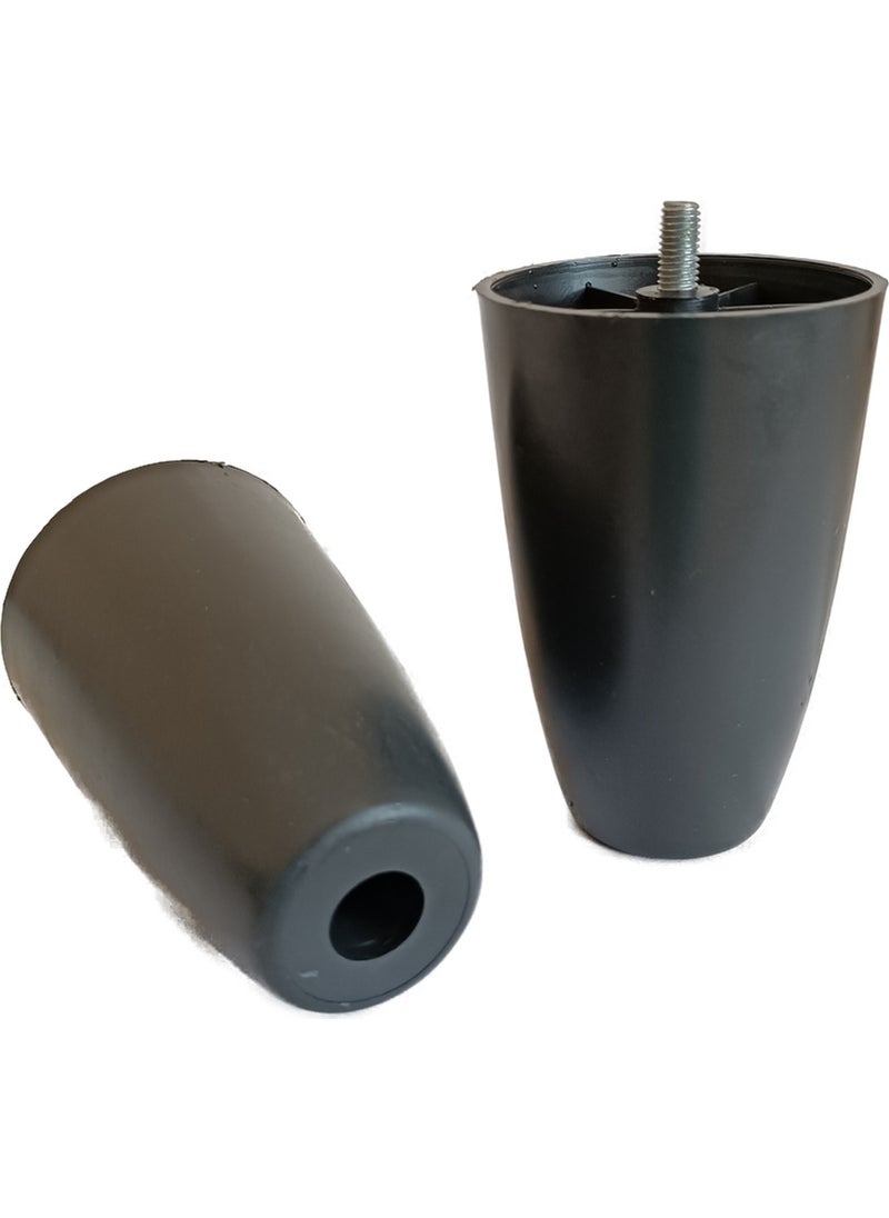 The Zey Gen (Pay Attention to Screw Size) - 12 cm Pear Plastic Bed Base Leg Armchair - Sofa Leg 8 Pcs Black M8 Screw  - Image 4