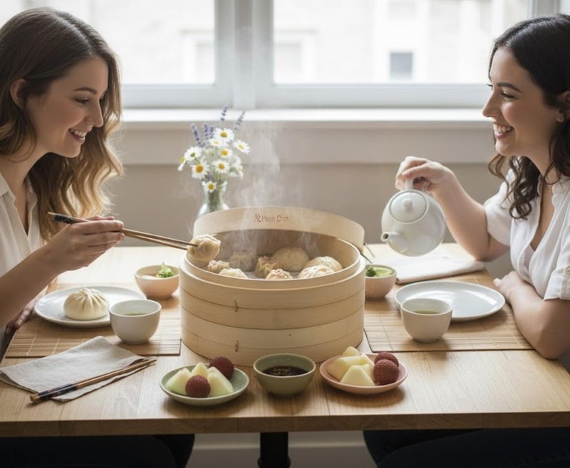 Helen's Asian Kitchen 12-Inch Bamboo Food Steamer with Lid - Image 2