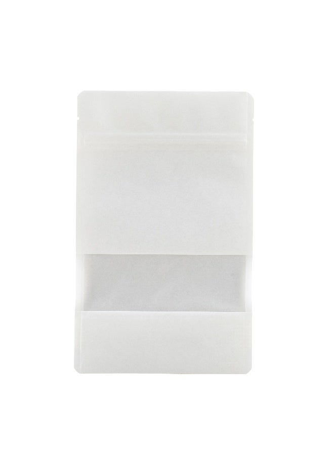 Restaurantware 8.1 Inch x 5.1 Inch x 1.8 Inch Heat And Seal Bags, 100 Medium Heat Seal Bags - Clear Window, Heat Sealable, White Plastic Heat Sealable Bags, Leak-Resistant, For Sandwiches Or Snacks - Image 1