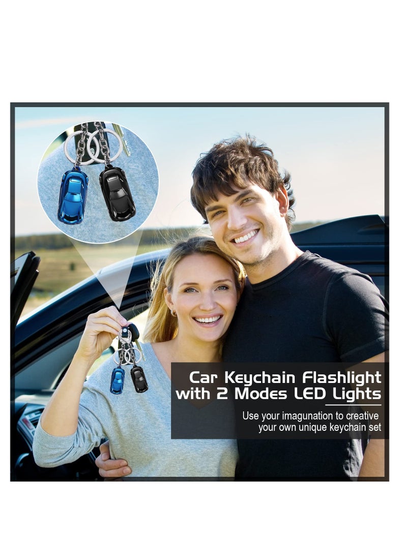 SYOSI سلسلة مفاتيح ومصباح يدوي، قطعتان من سلسلة مفاتيح السيارة المصنوعة من سبائك الزنك، حامل مفاتيح السيارة ومصباح يدوي، حلقات مفاتيح للرجال والنساء، زينة السيارة، قلادة مفاتيح السيارة، هدايا مثالية لشخصية جميلة وعصرية - Image 4