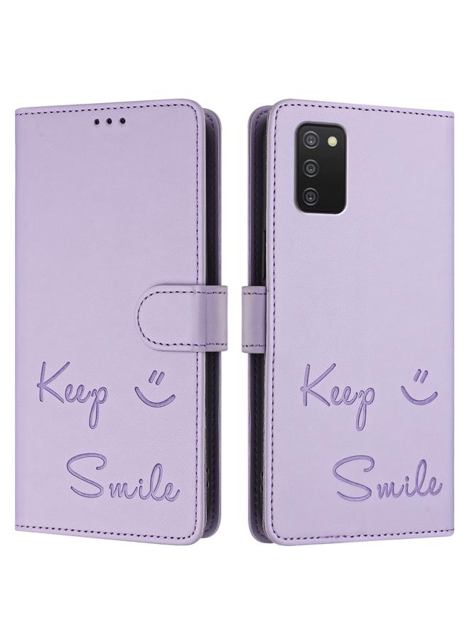 S-TOP Case For Samsung Galaxy A03s 165.8mm Smile Embossing RFID Leather Phone Case - Image 3