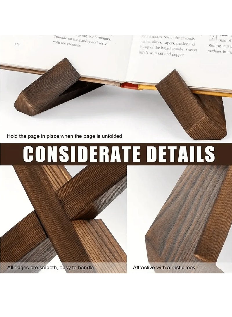 Generic Handmade Wooden Cookbook Stand – Rustic Recipe Book Holder for Kitchen, Tablet  Book Display  - Image 5