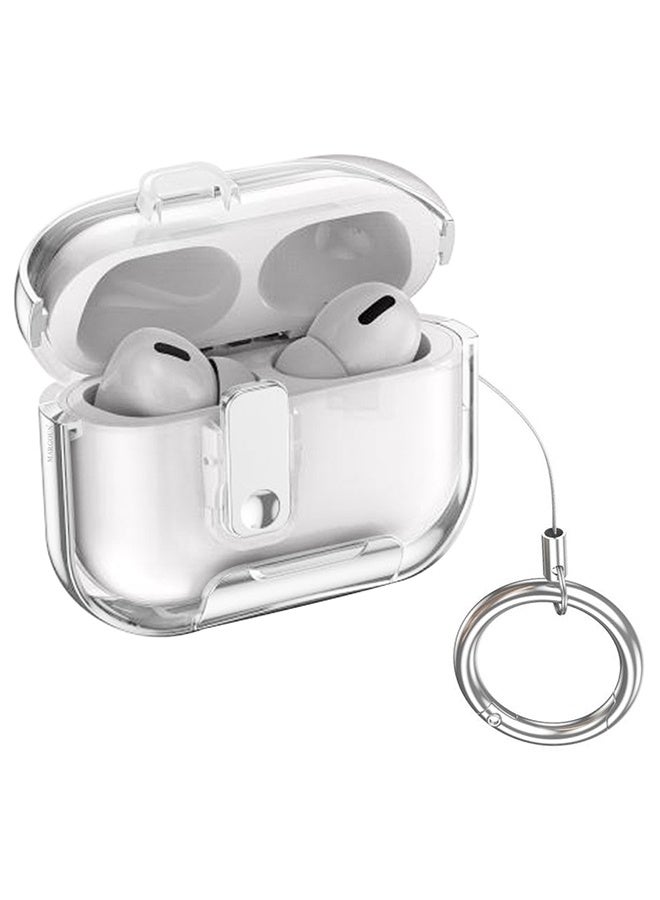 CATANES Clear Protective Case with Keychain for AirPods Pro 3 - Premium Plating Design - Clear Silver - Image 1