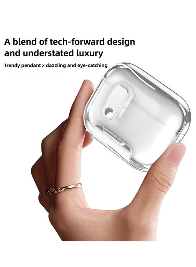CATANES Clear Protective Case with Keychain for AirPods Pro 3 - Premium Plating Design - Clear Silver - Image 2