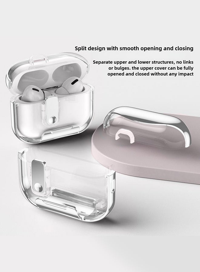 CATANES Clear Protective Case with Keychain for AirPods Pro 3 - Premium Plating Design - Clear Silver - Image 5