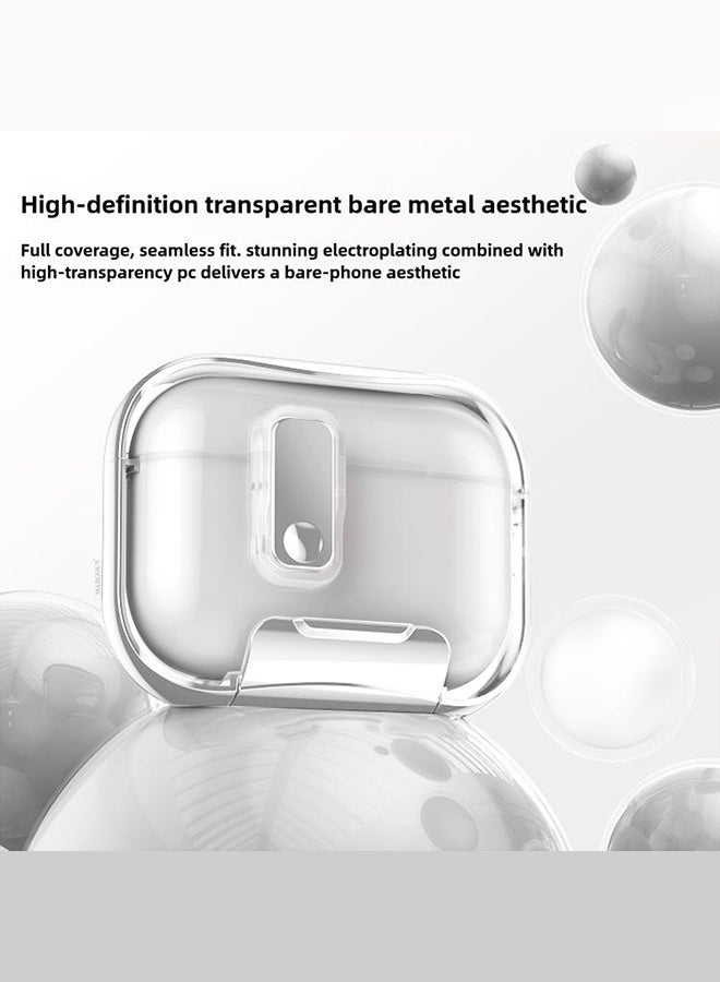 CATANES Clear Protective Case with Keychain for AirPods Pro 3 - Premium Plating Design - Clear Silver - Image 4