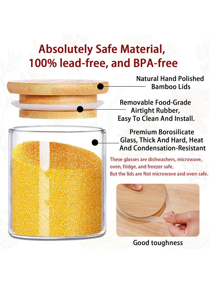 TYCOM Glass Jars Set 8cm*10cm (8 Packs), Food Storage Containers for Kitchen, Spice jars With Labels, Marker and spoons, Wood Lid Round 8p.  - Image 2