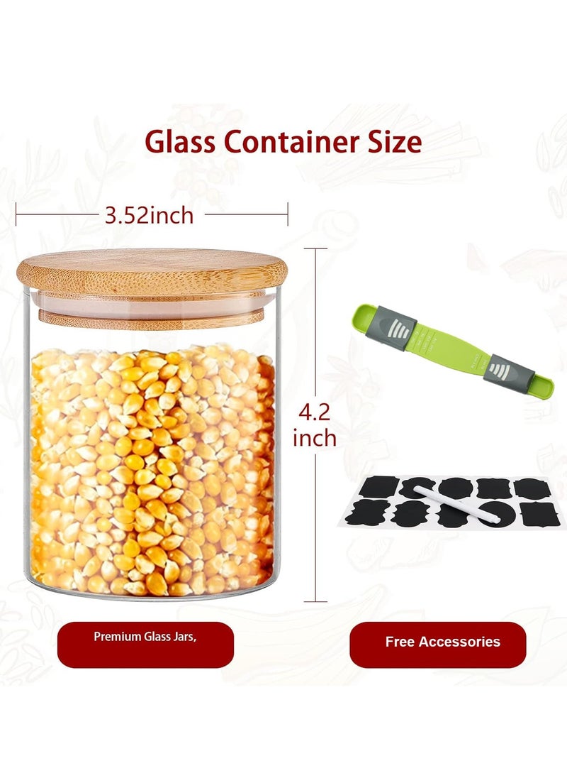 TYCOM Glass Jars Set 8cm*10cm (8 Packs), Food Storage Containers for Kitchen, Spice jars With Labels, Marker and spoons, Wood Lid Round 8p.  - Image 3