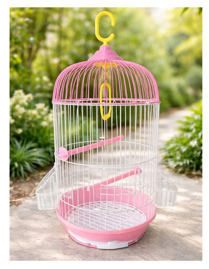 Petto Metal Round Hanging Bird Cage with Perch & Feeders – 23 × 50 cm - Image 2