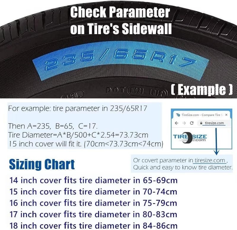 Jayke Joy Spare Tire Cover, Black Wheel Cover Waterproof PVC Leather Dust-Proof Universal Fit for Jeep, Trailer, RV, SUV, Camper and Vehicle (17 Inch) - Image 3