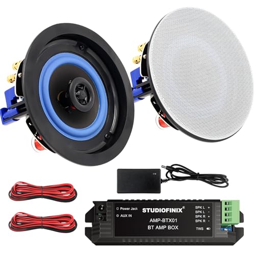 STUDIOFINIX 4 Inch Bluetooth Ceiling Speakers,160W 2-Way System, Wired Surround Sound for Living Room, Office,Kichten,Study Room,Basement,Covered Patio and Flush Mount - Image 1