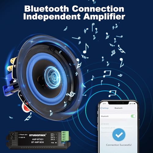 STUDIOFINIX 4 Inch Bluetooth Ceiling Speakers,160W 2-Way System, Wired Surround Sound for Living Room, Office,Kichten,Study Room,Basement,Covered Patio and Flush Mount - Image 3