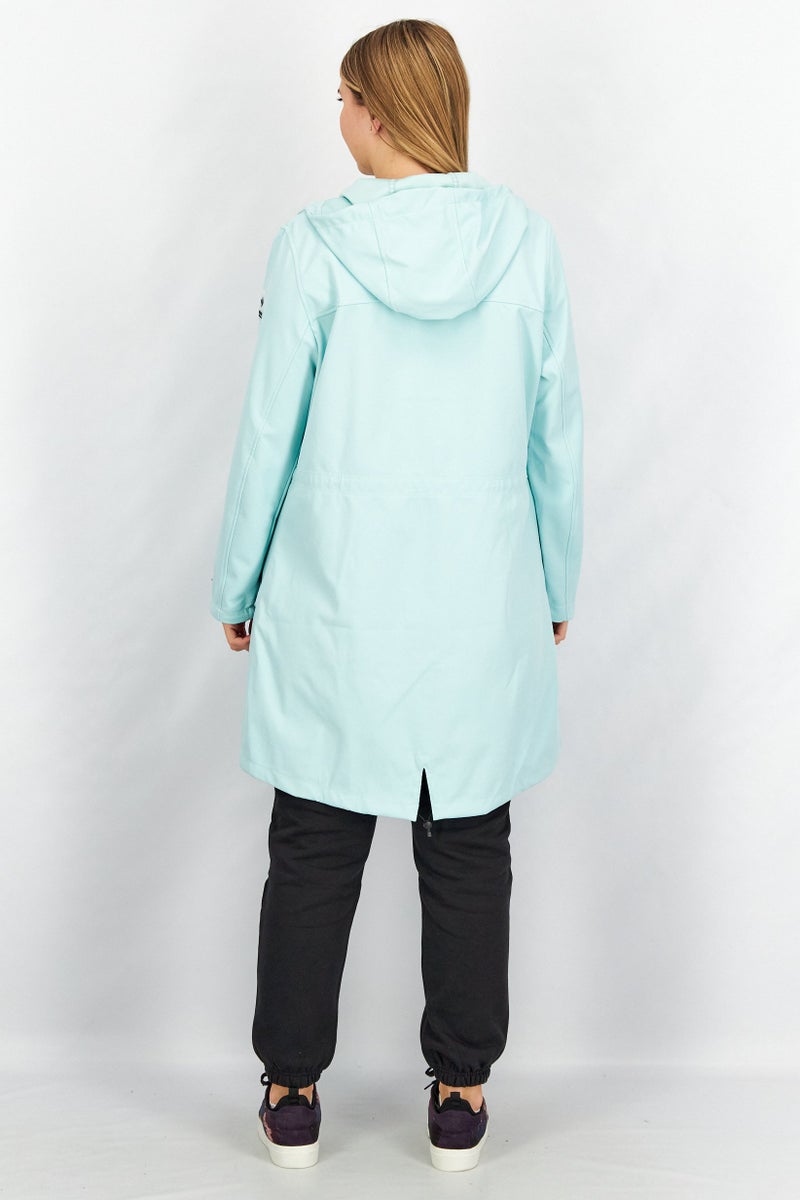 Tchibo Women Regular Fit Plain Soft Shell Coat, Turquoise  - Image 2