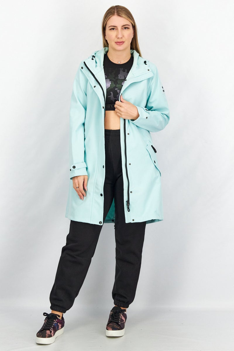 Tchibo Women Regular Fit Plain Soft Shell Coat, Turquoise  - Image 1