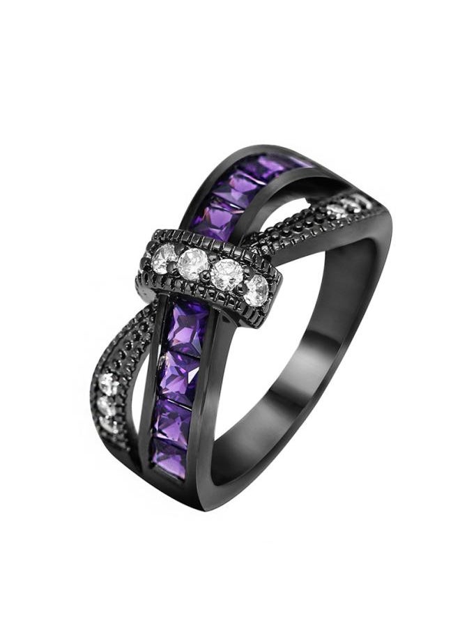 Generic Chenrui New Electroplated Amethyst Diamond Ring Europe And The United States Popular Creative Ladies Hand Jewelry 