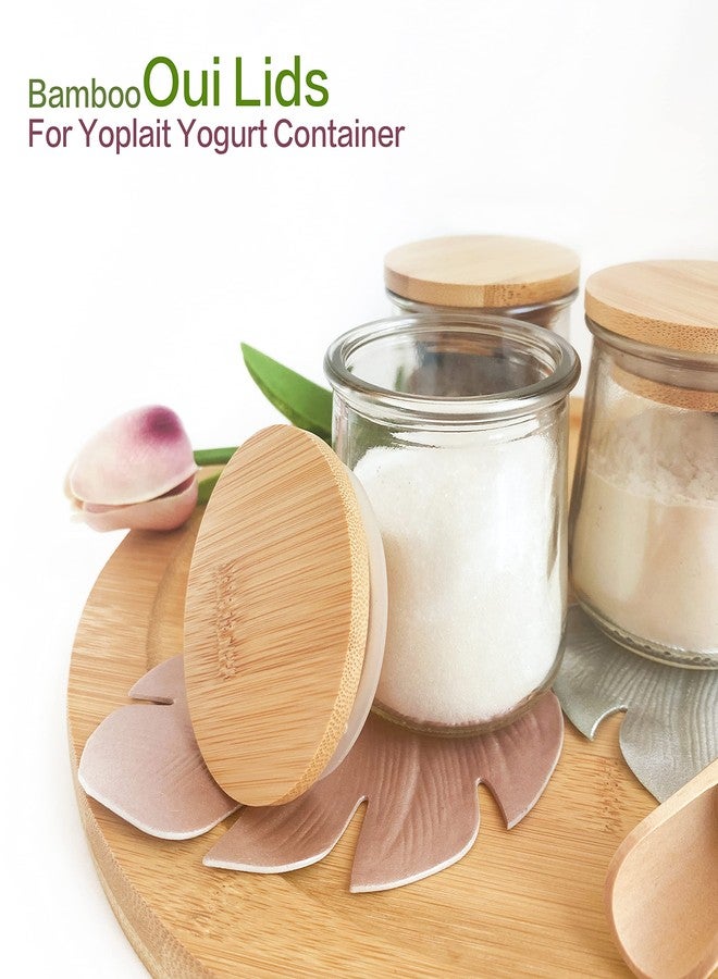 Kreapa Oui jar lids 12Pack oui yogurt jar lids - Made of Natural Bamboo Wood with Silicone Sealing Rings for Yoplait Yogurt Container, lids for oui yogurt jars with repeat writing label - Image 2