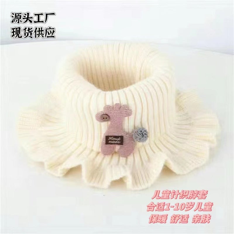 Autumn and Winter Knitted Scarf Cartoon Deer Scarf Baby Scarf Fake Collar for Primary School Students Baby Baby Nose Children Gray  - Image 5