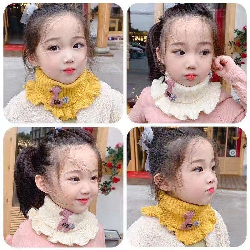 Autumn and Winter Knitted Scarf Cartoon Deer Scarf Baby Scarf Fake Collar for Primary School Students Baby Baby Nose Children Gray  - Image 3