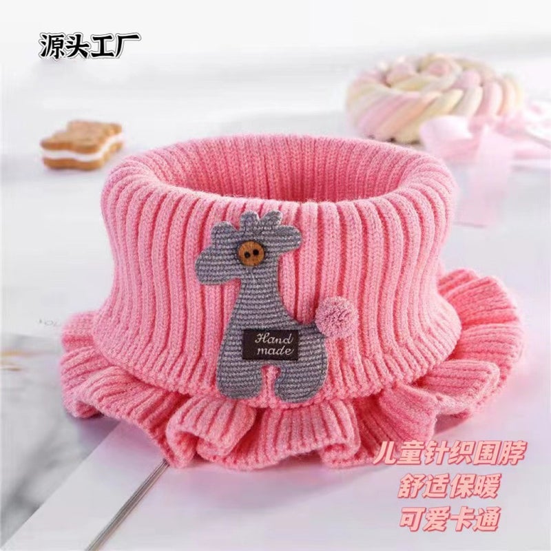 Autumn and Winter Knitted Scarf Cartoon Deer Scarf Baby Scarf Fake Collar for Primary School Students Baby Baby Nose Children Gray  - Image 4