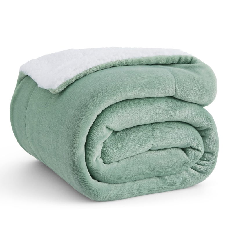 Bedsure Bedsure Sherpa Fleece Throw Blanket for Couch  Thick and Warm Soft Fuzzy Plush Throw Blanket for Winter Sage Green 50x60 Inches 