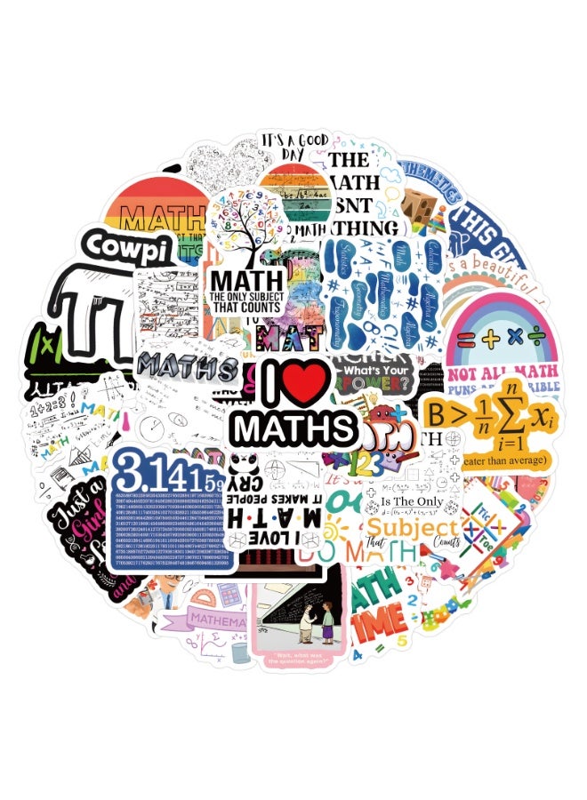 NIBEMINENT 60 Pcs Math Deco Kit Waterproof Stickers, High Definition Printing Bright Colors, Suitable for Laptop Skateboard Luggage Water Bottle Guitar DIY - Image 1