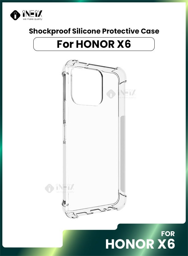 INEIX Shockproof Silicone Protective Case Cover For Honor X6- Clear - Image 1
