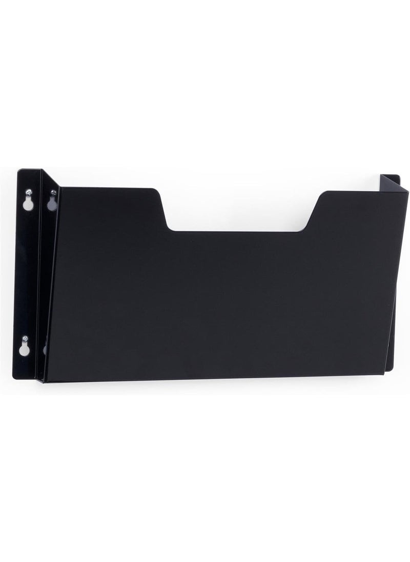 Displays2go Displays2go Set of 10 Single Pocket Wall File Holds Medical Chart  Black Metal Chart Holder for Door Letter Size Single Wall File Hardware Included  Black WFP01BLK  - Image 1